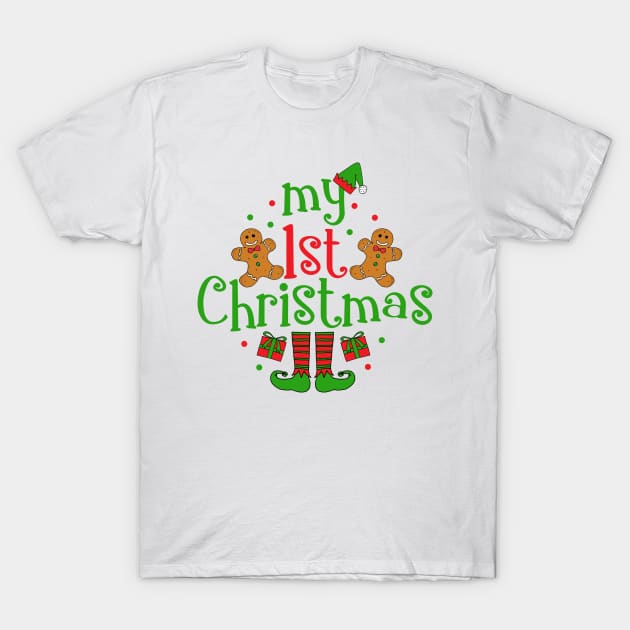 My First Christmas Baby Elf T-Shirt by HotHibiscus